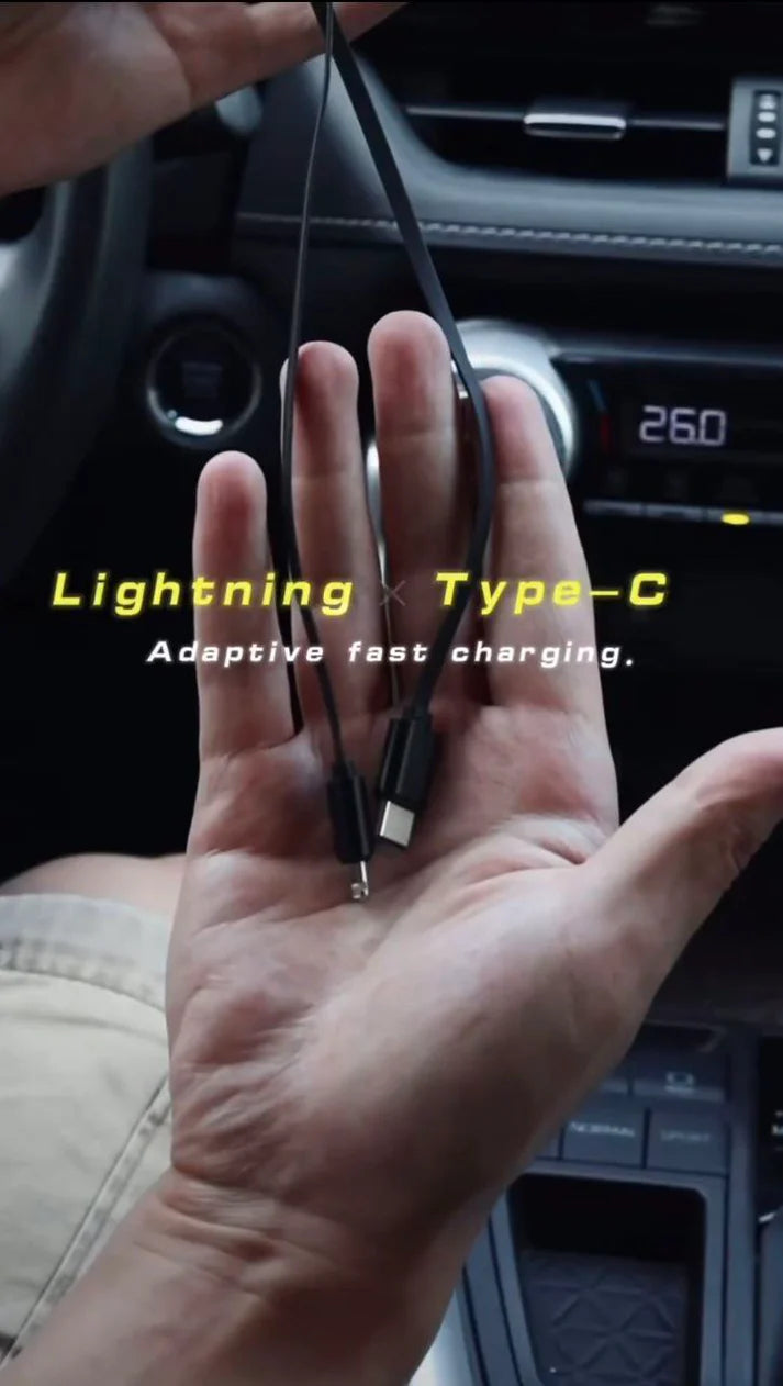 120W Fast Car Charger (2025 New Version) with 80CM Retractable Type-C Charging for 4 Devices – Universal Car Mobile Charger for All Smartphones & Tablets (Car Charger)