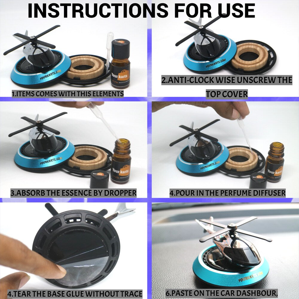Speedwav Solar Powered Rotating Helicopter Aromacure Furnishing Air Freshener Fresh Aroma Perfume Car Interior Car Flavoring Decoration